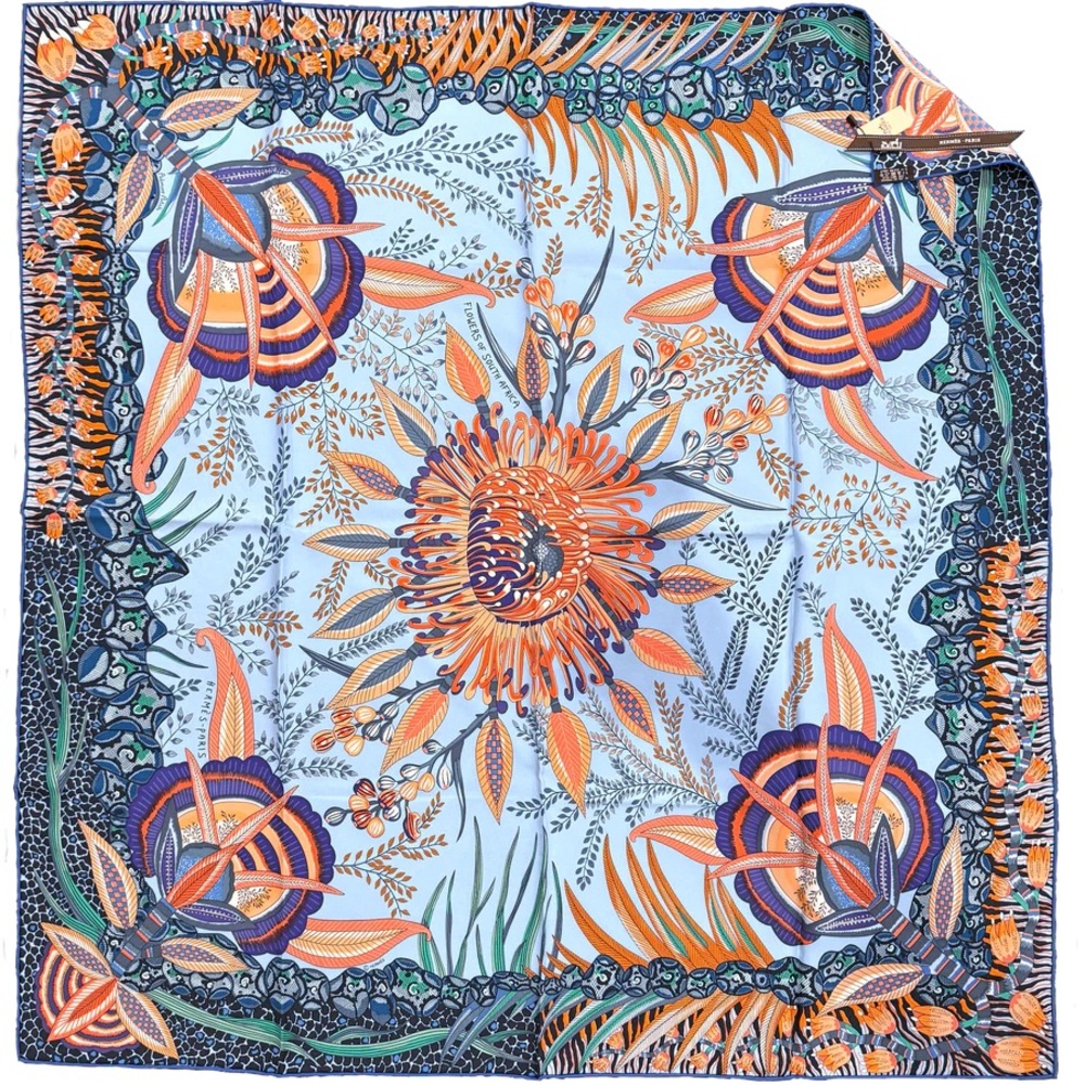HERMÈS FLOWERS OF SOUTH AFRICA SILK SCARF 90CM